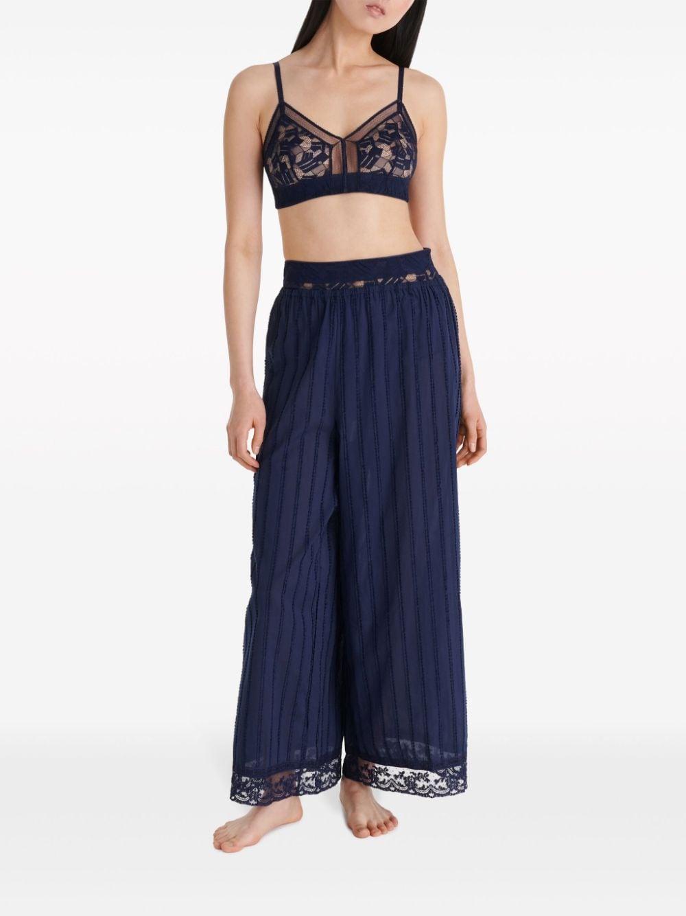 lace-trim wide-leg trousers