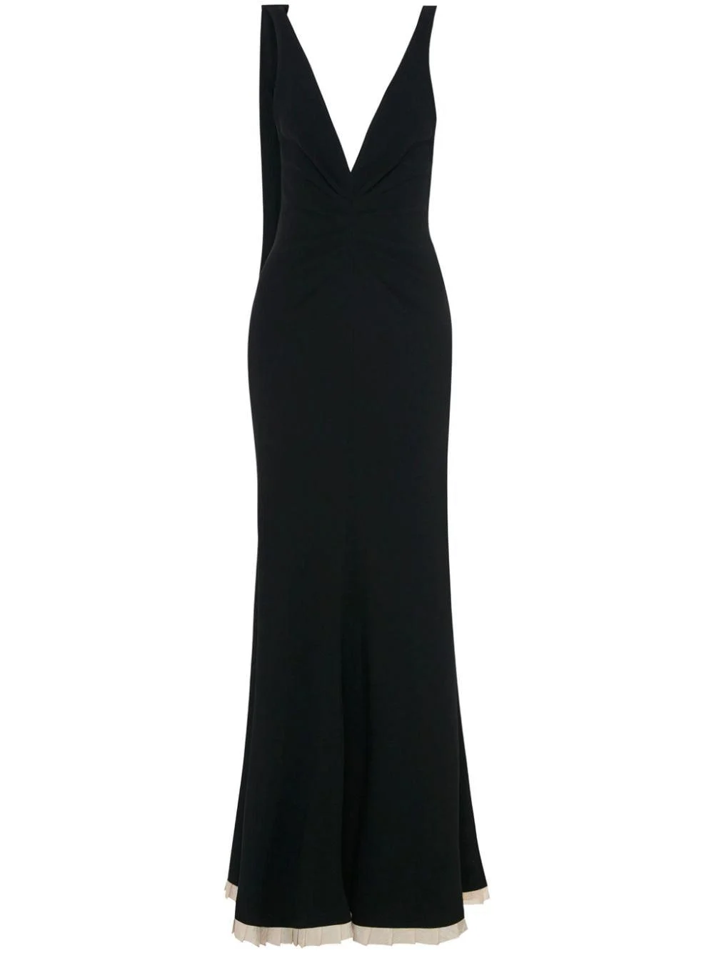 gathered-detail V-neck gown