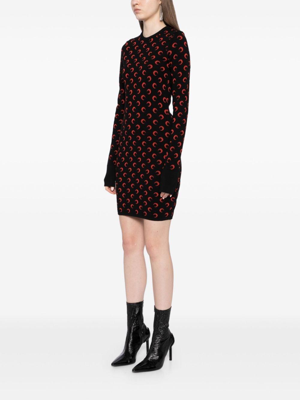 moon jacquard knitted dress