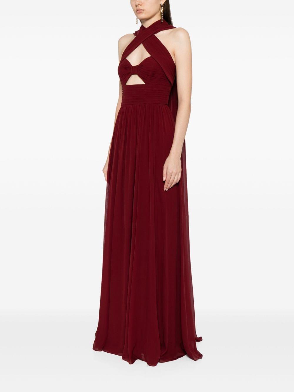 hooded sleeveless silk gown