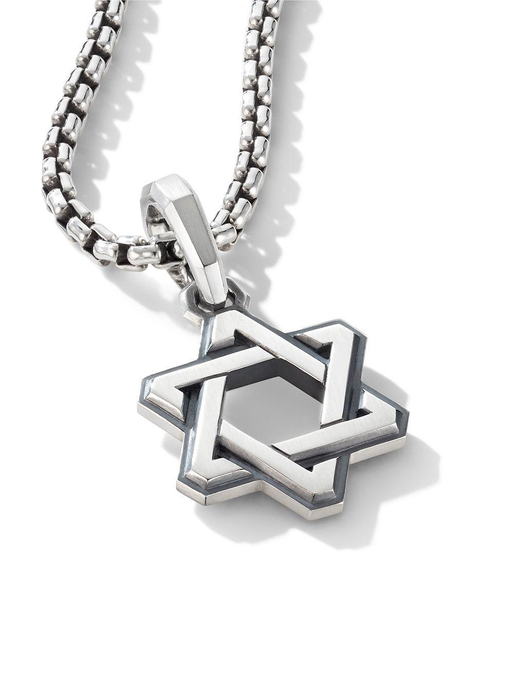 sterling silver Deco Star of David pendant