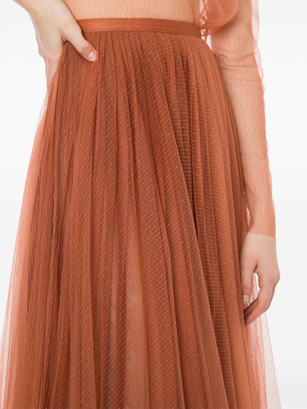 tulle-overlay midi skirt