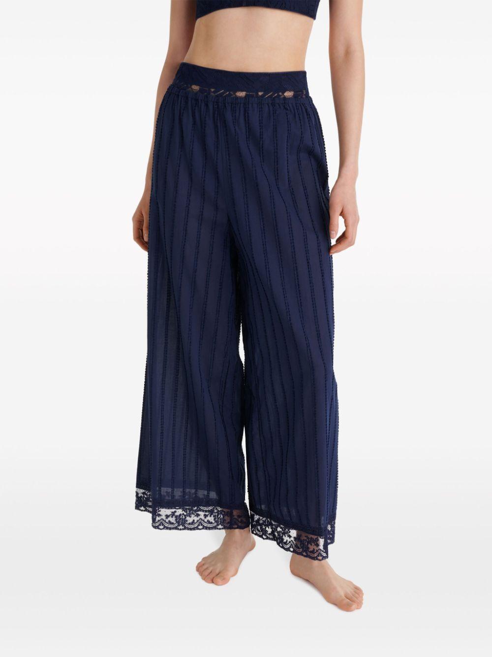 lace-trim wide-leg trousers