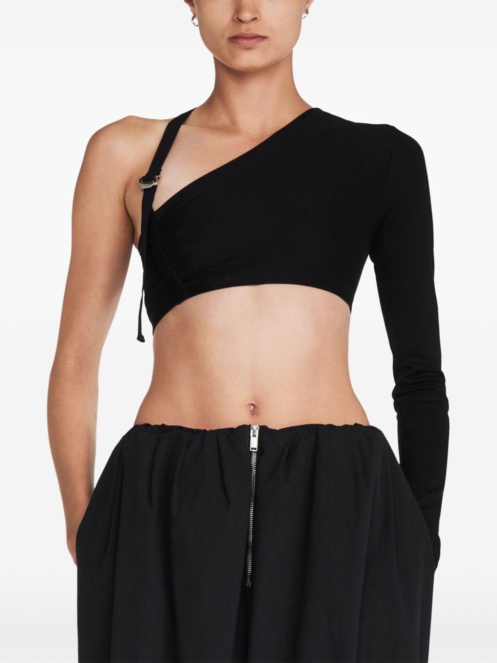 Safety Slider asymmetric crop top