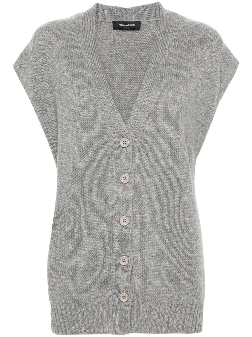 V-neck cashmere vest