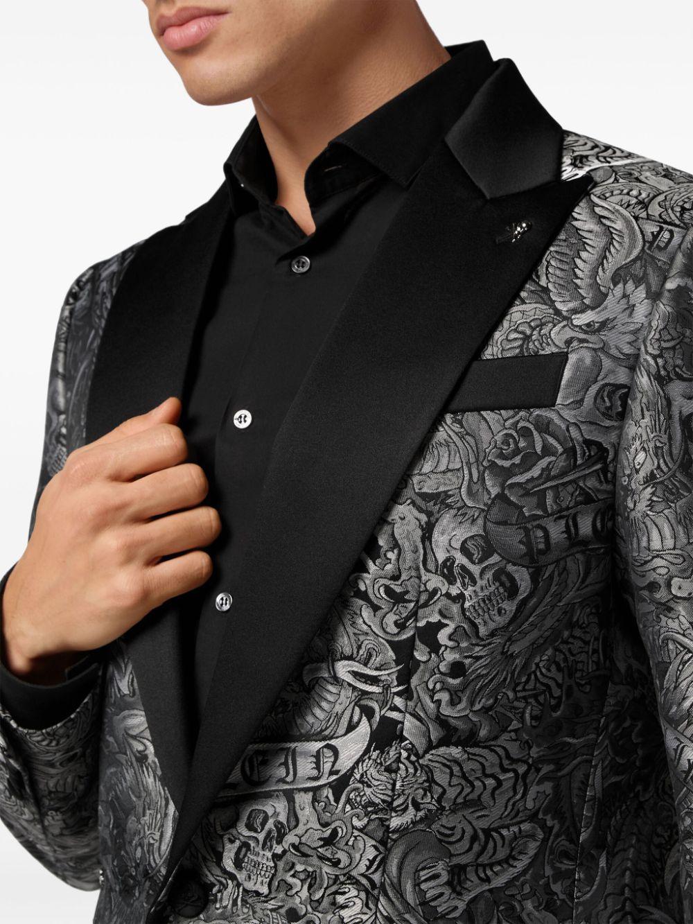 Lord Tattoo-print single-breasted blazer