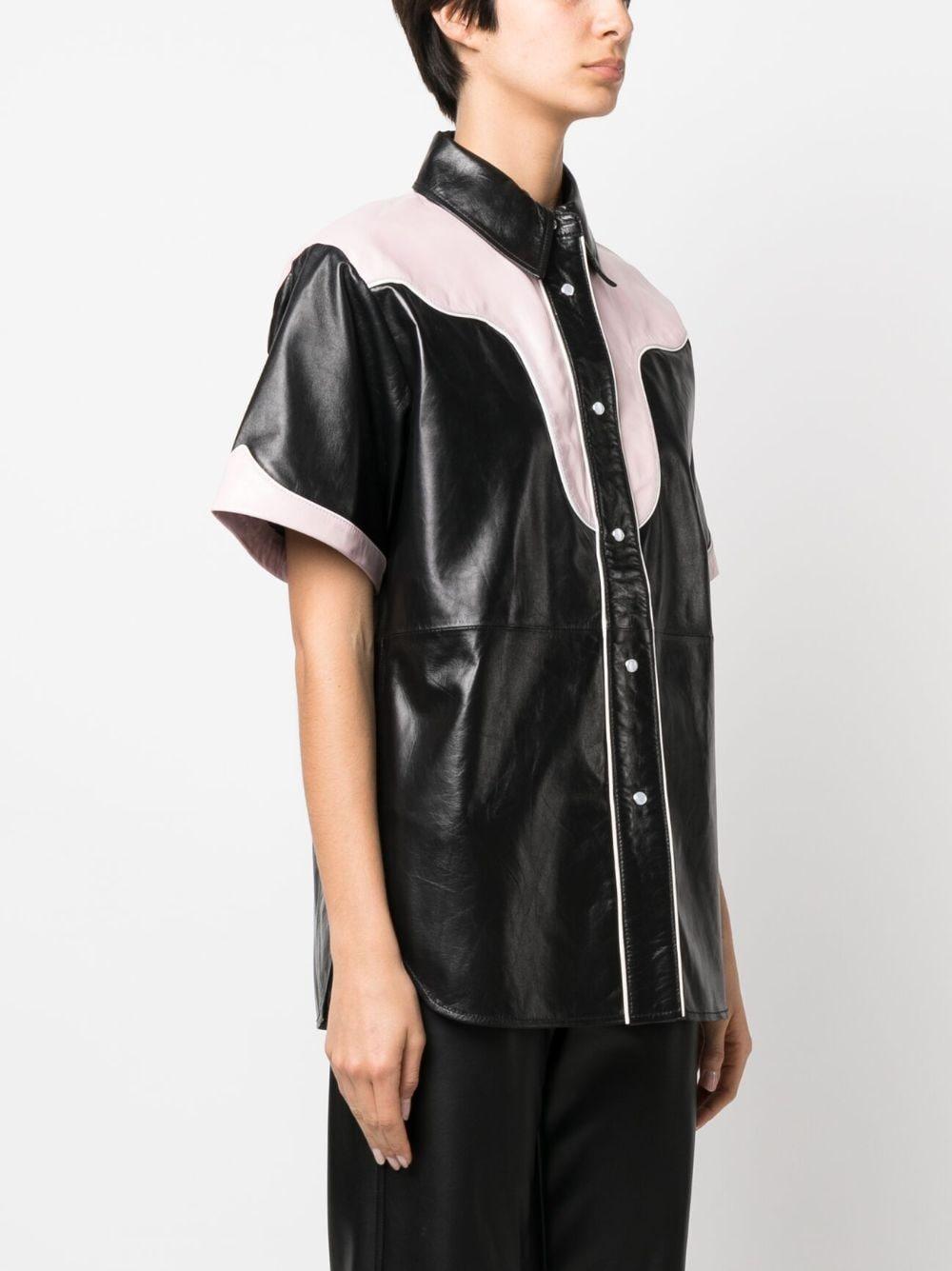 colour-block leather shirt