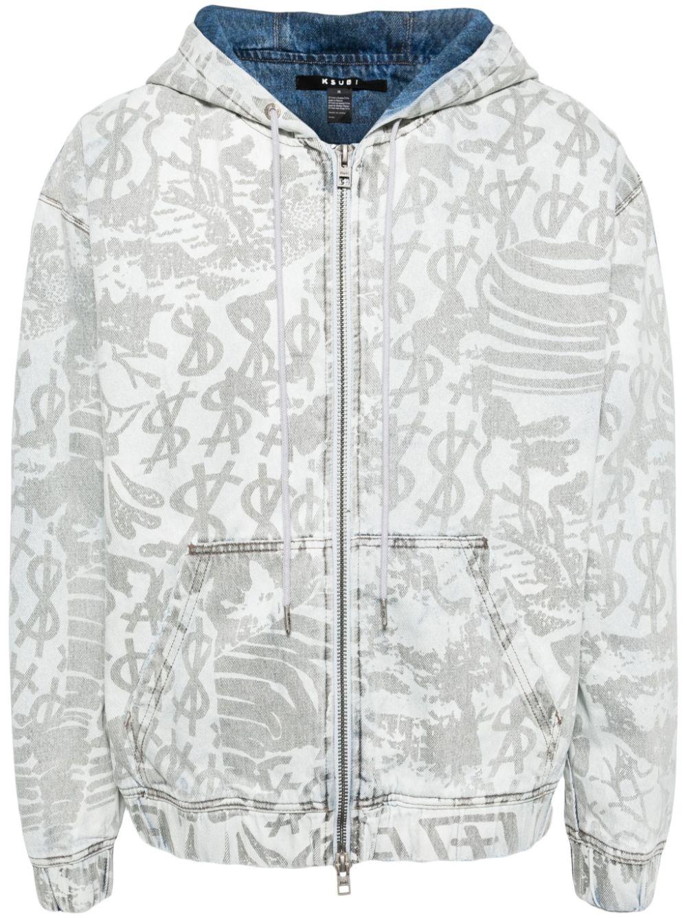 logo-print hooded zip jacket