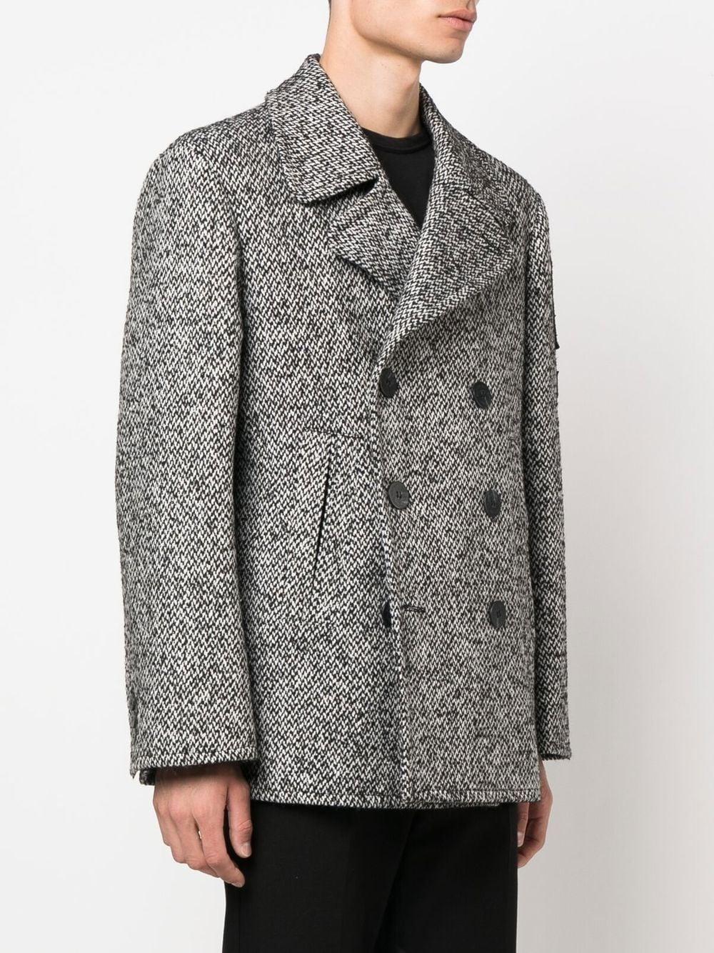 double-breasted tweed coat