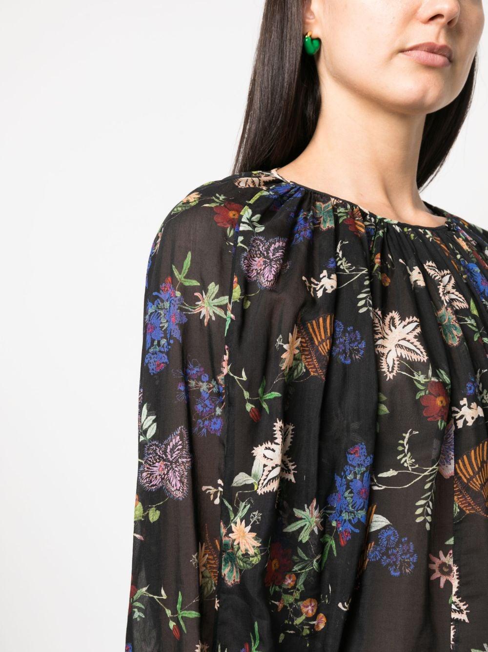 floral-print long-sleeved blouse