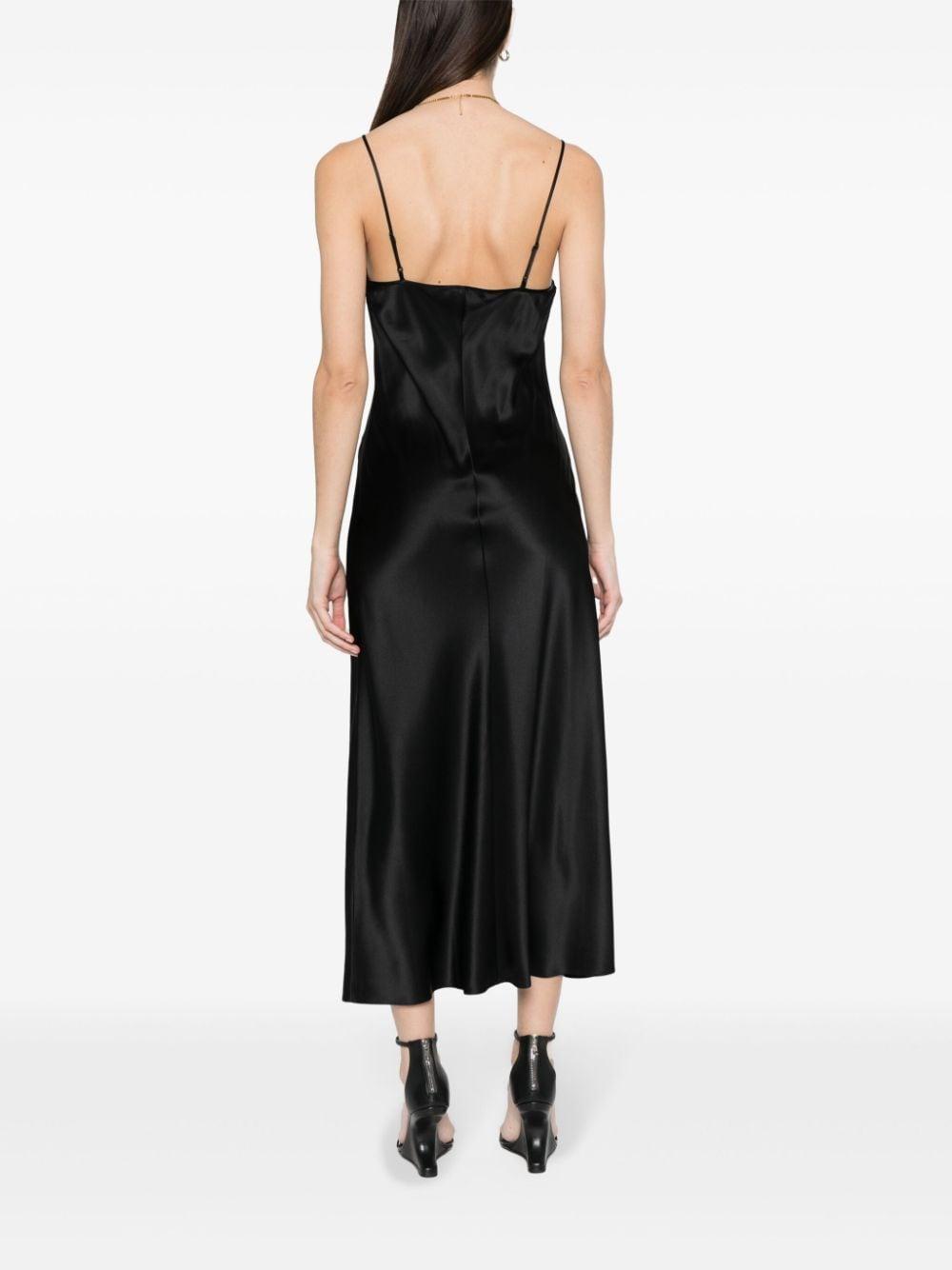 chain-strap silk midi dress