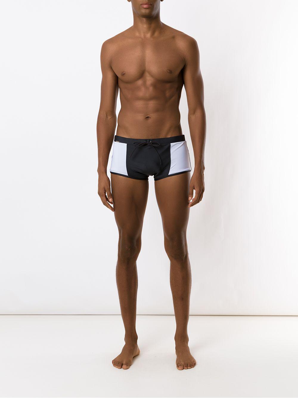 contrasting-panel swim shorts