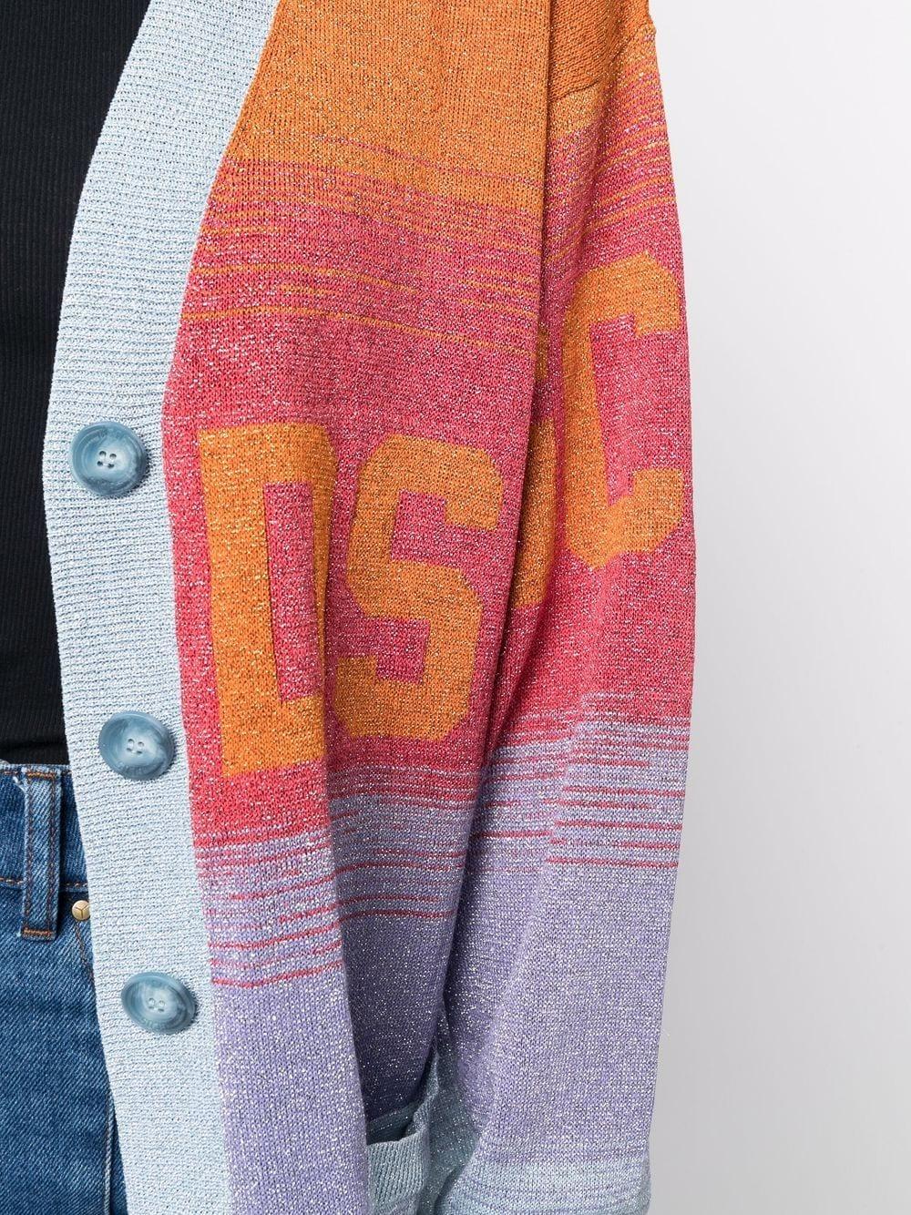 striped intarsia-logo knit cardigan 