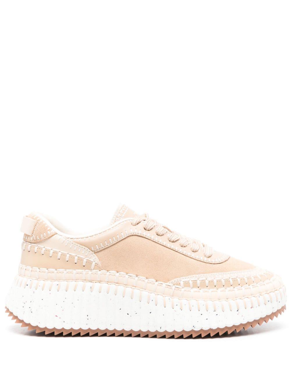 Nama Runner contrast hand-stich leather low-top trainers