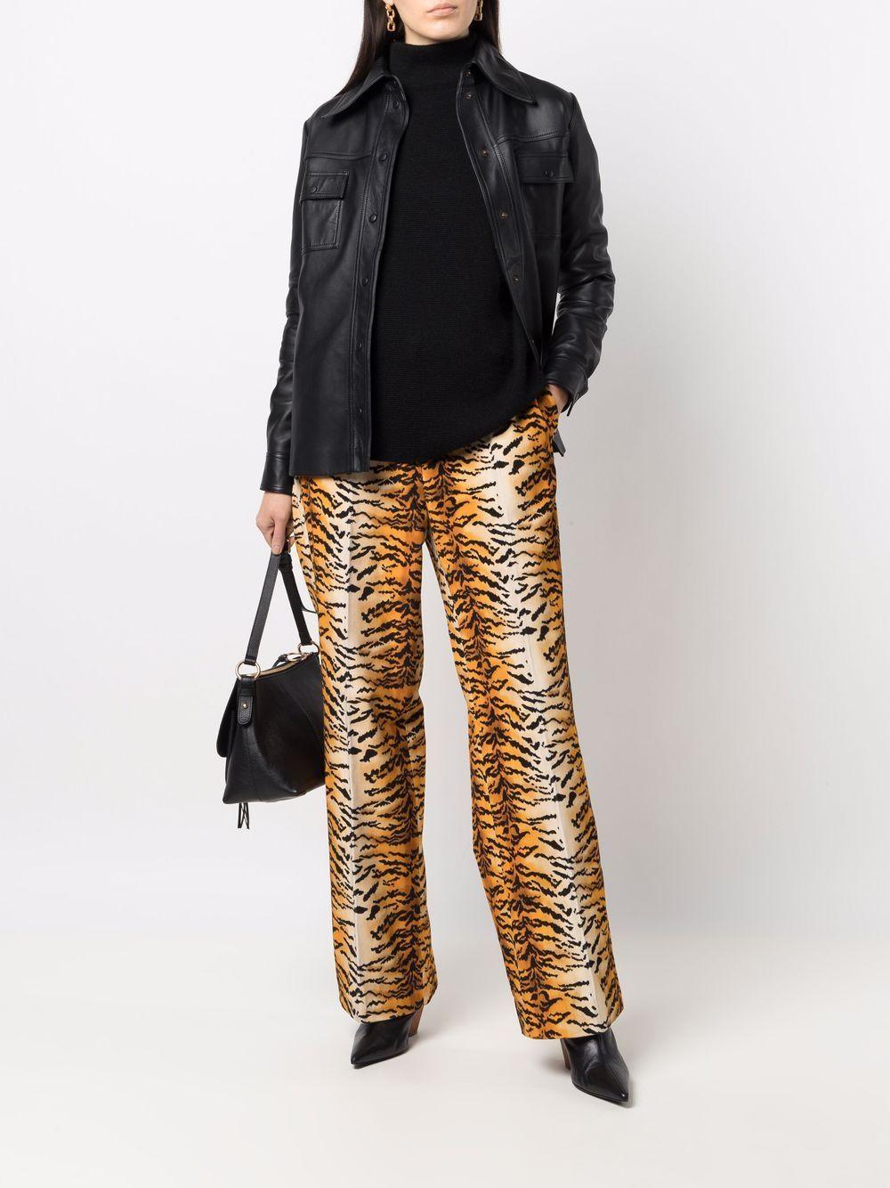 animal-print wide trousers