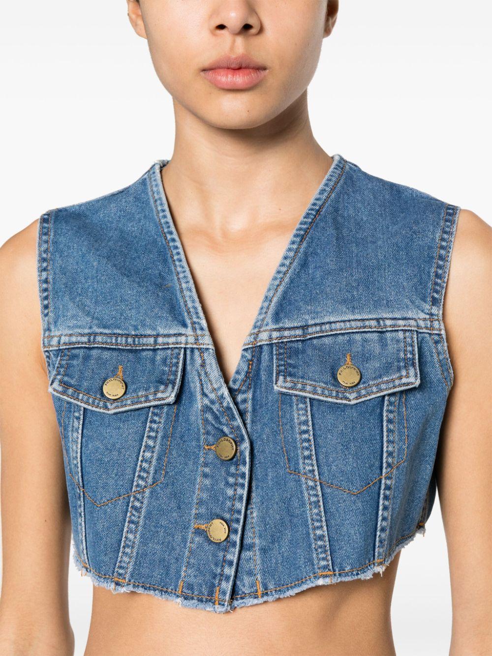 cropped denim gilet