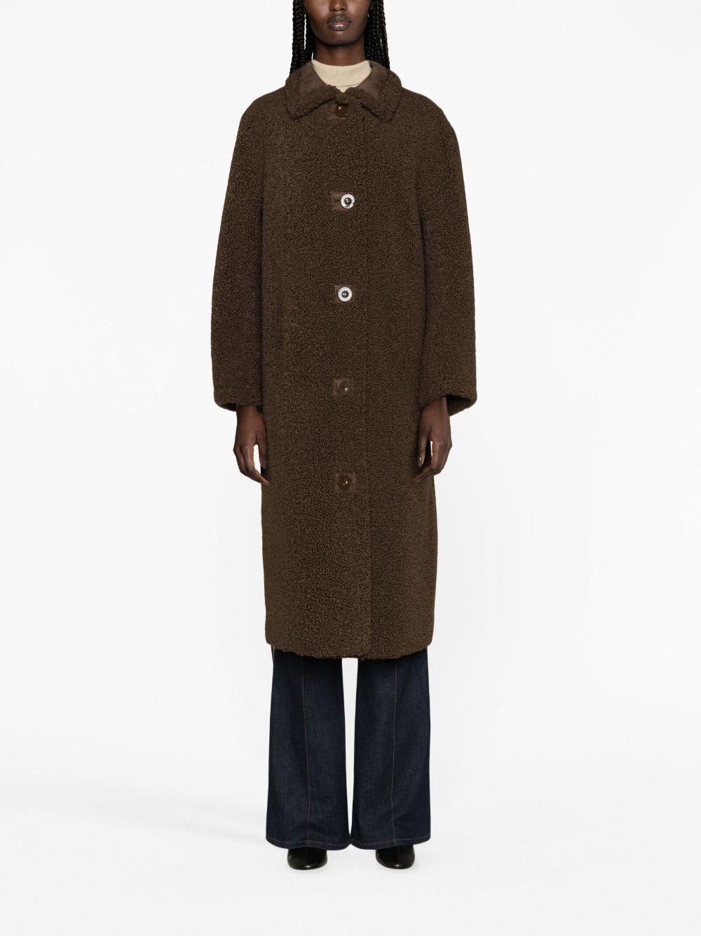 straight-point collar faux-shearling coat 