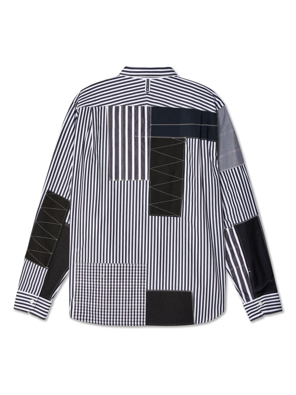 Black Striped Patchwork Cotton Shirt