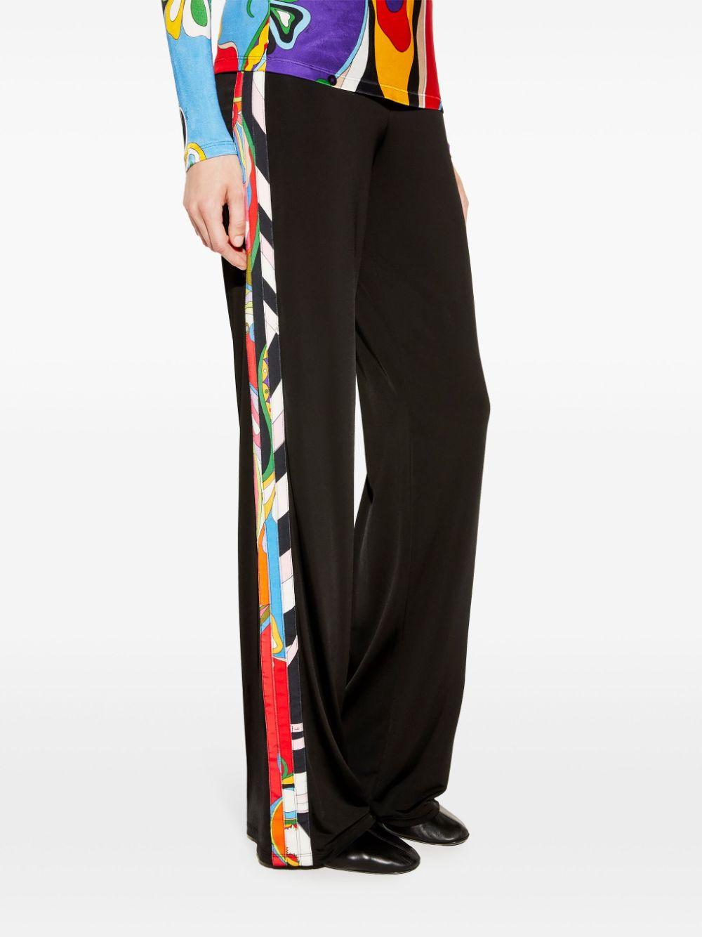 abstract-print trim trousers