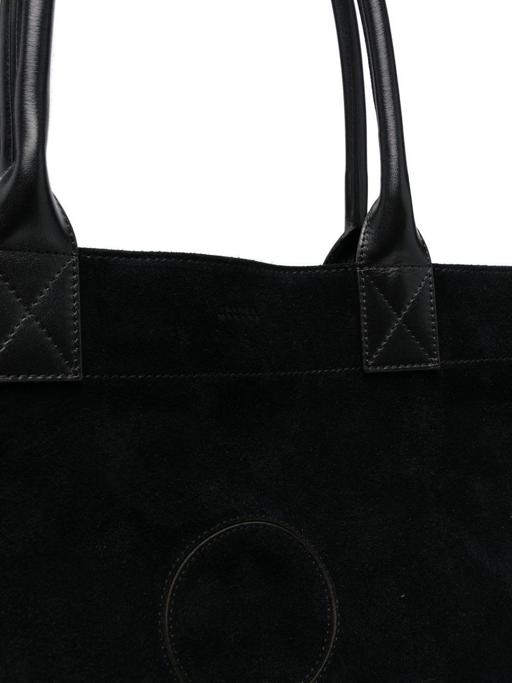 logo-embroidered suede tote bag