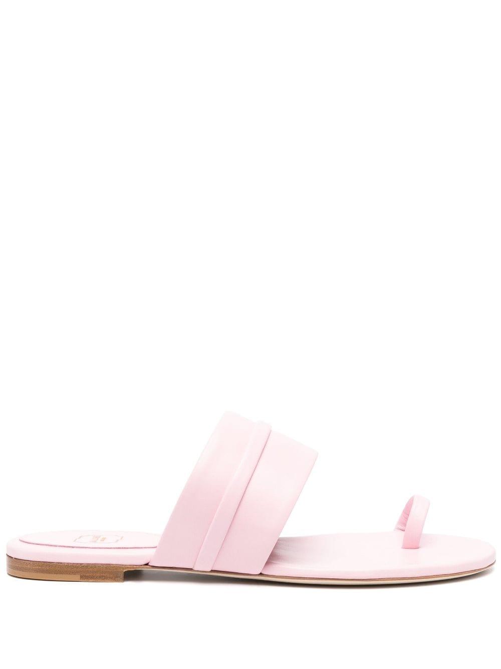 single-strap leather flat sandals