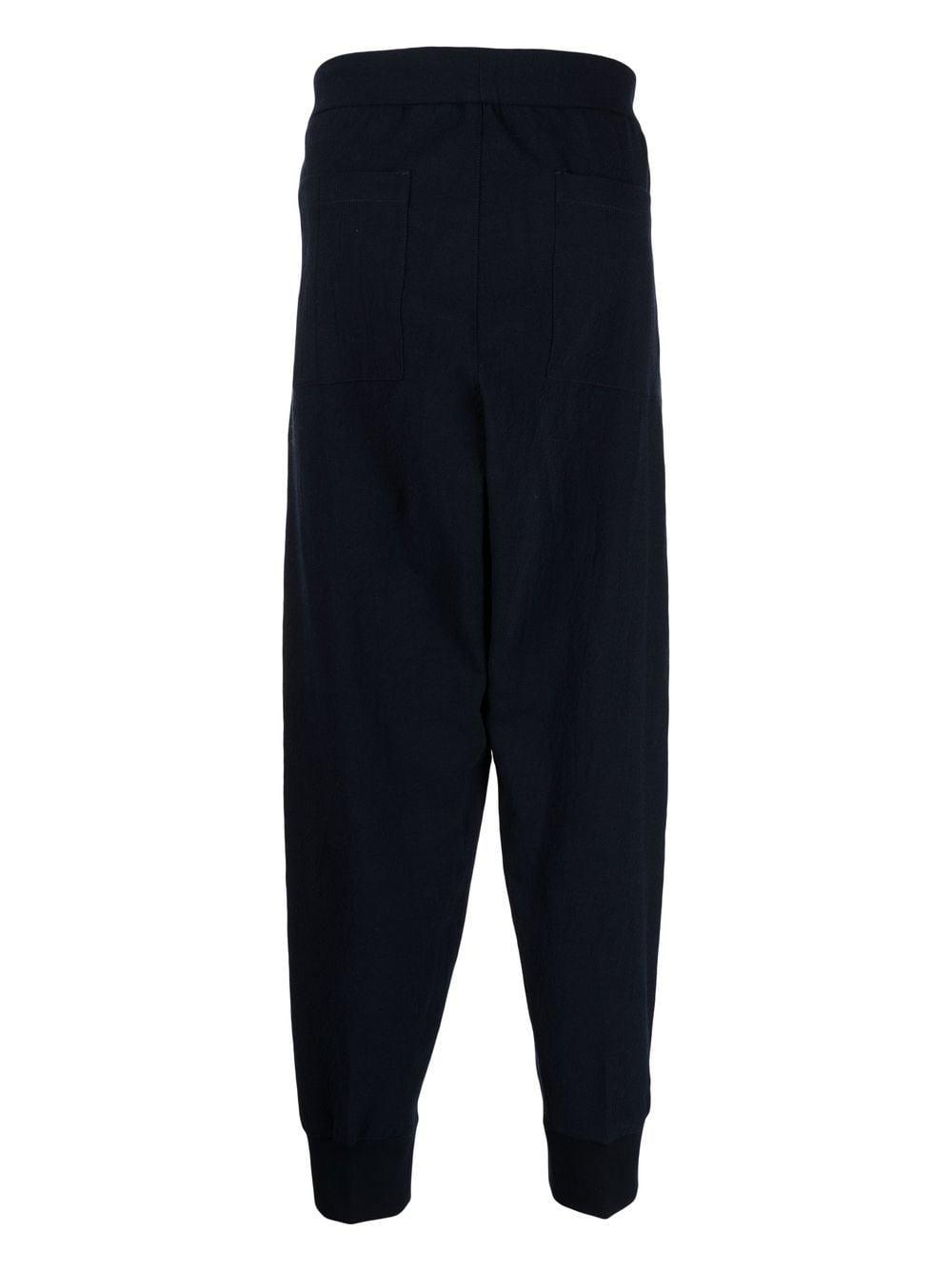 drop-crotch stretch trousers