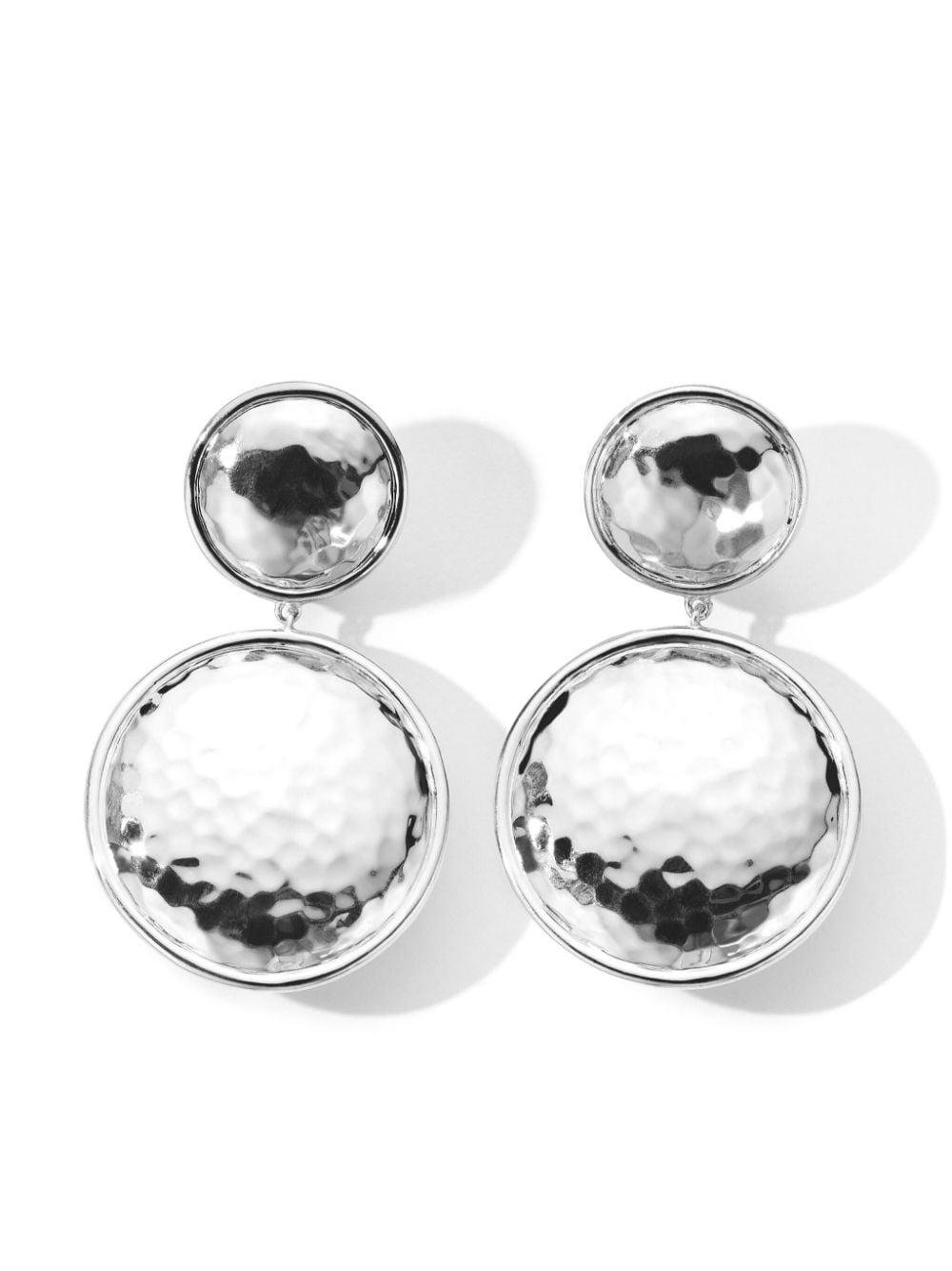 sterling silver Classico Snowman hammered clip-on earrings