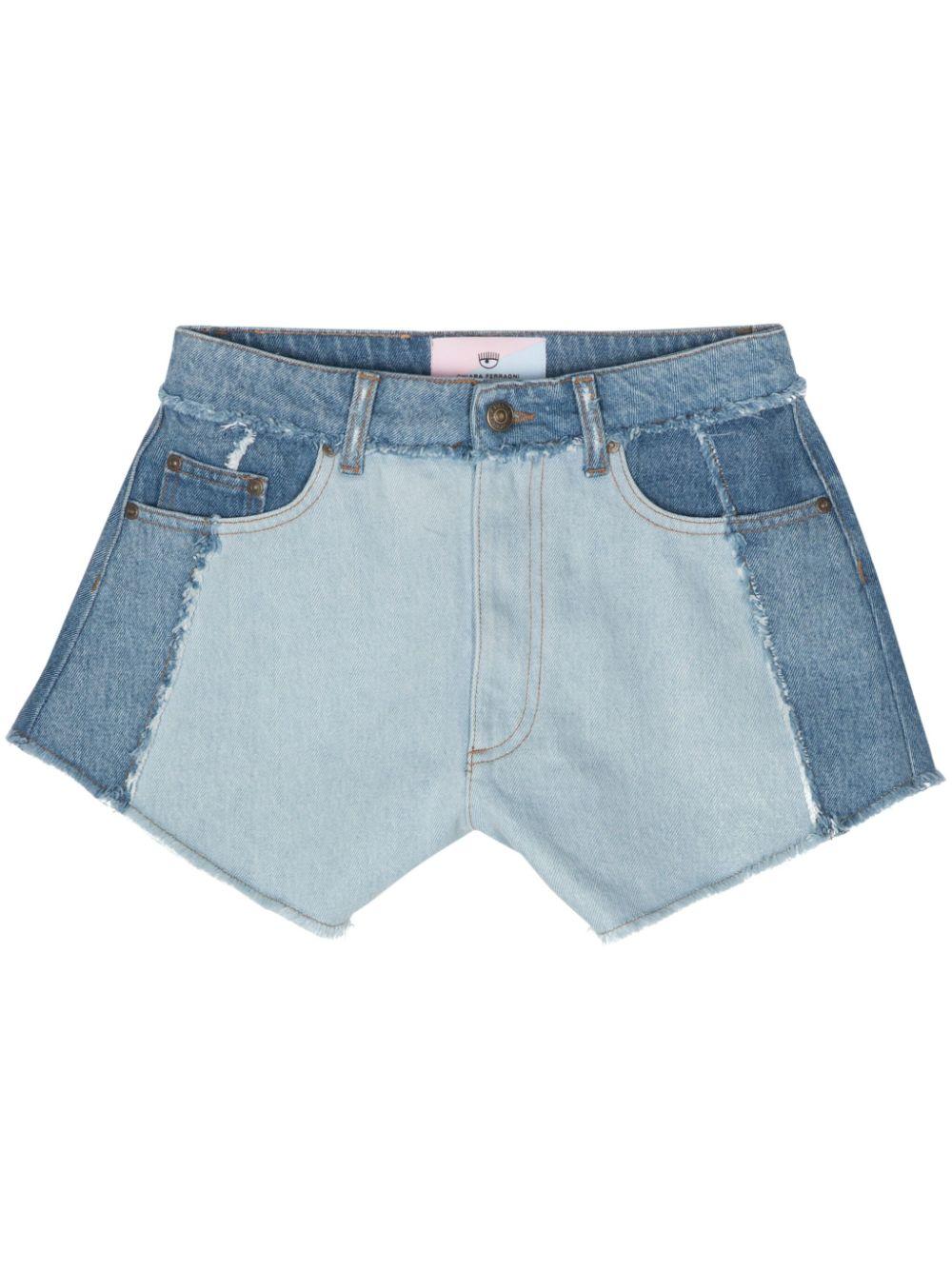 logo-patch denim shorts