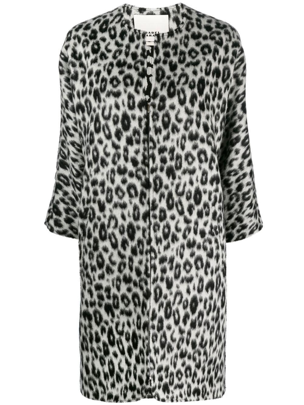 leopard-print zip-up coat