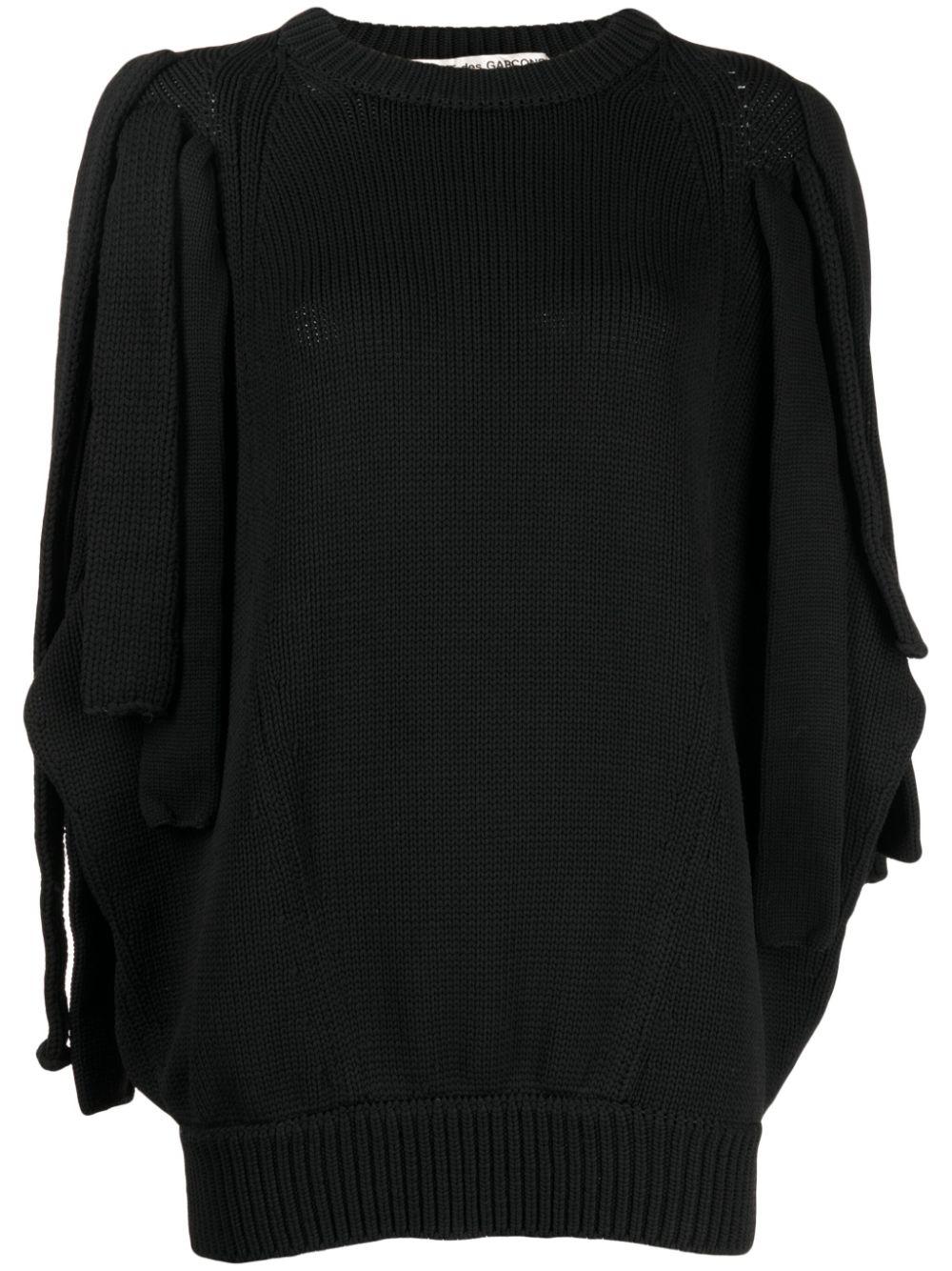 layered-sleeve chunky-knit jumper