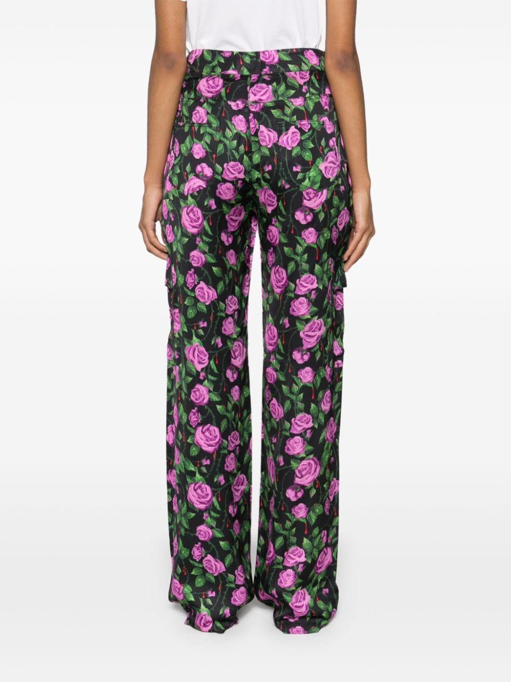 floral-print satin trousers