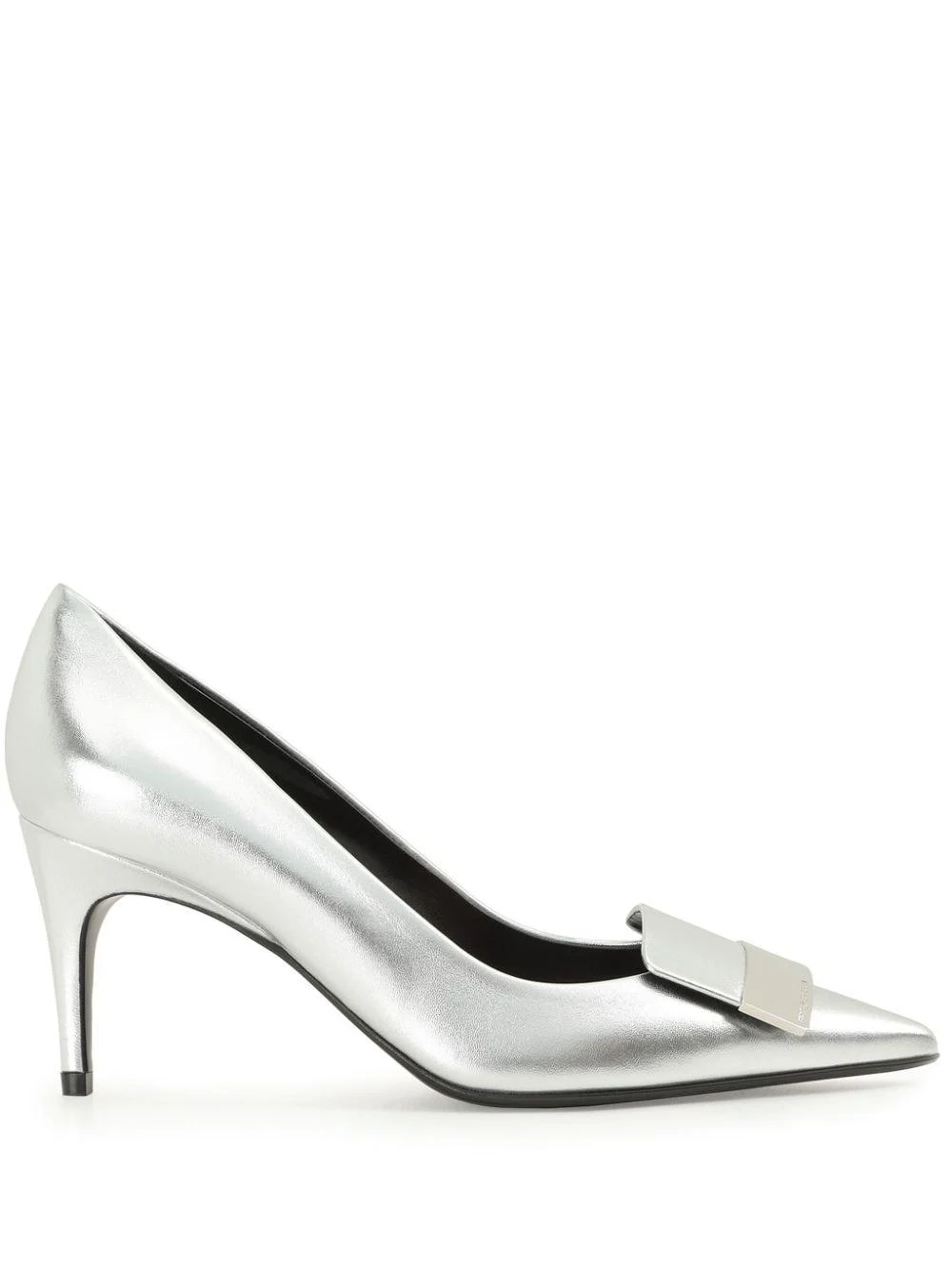 SR1 75mm metallic-finish leather pumps