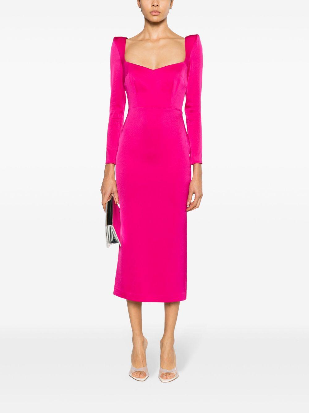 Pink Crepe Midi Dress