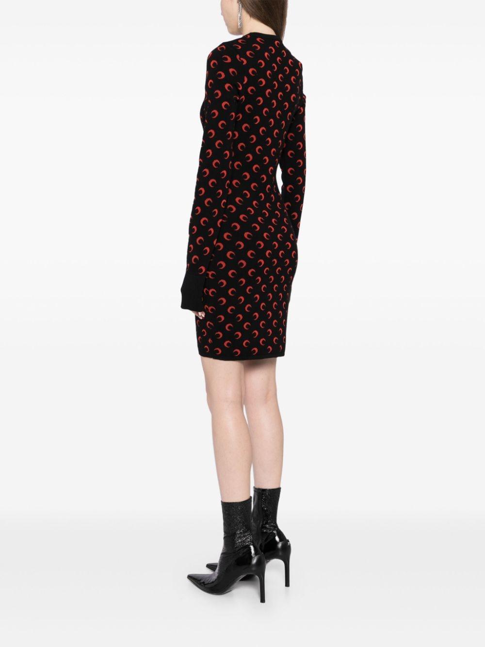 moon jacquard knitted dress