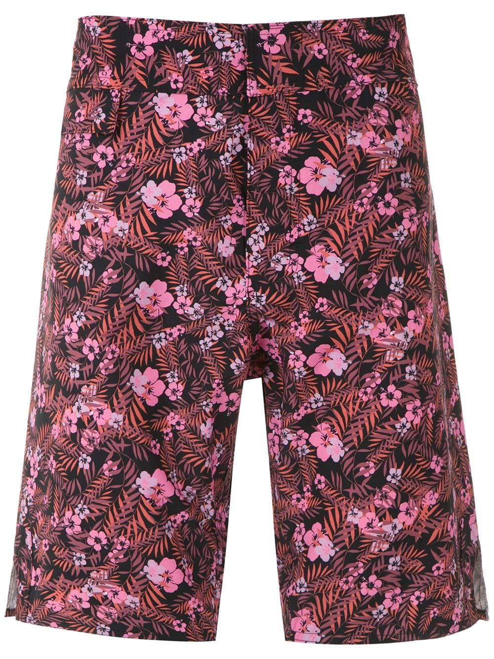 foliage and floral print swim short