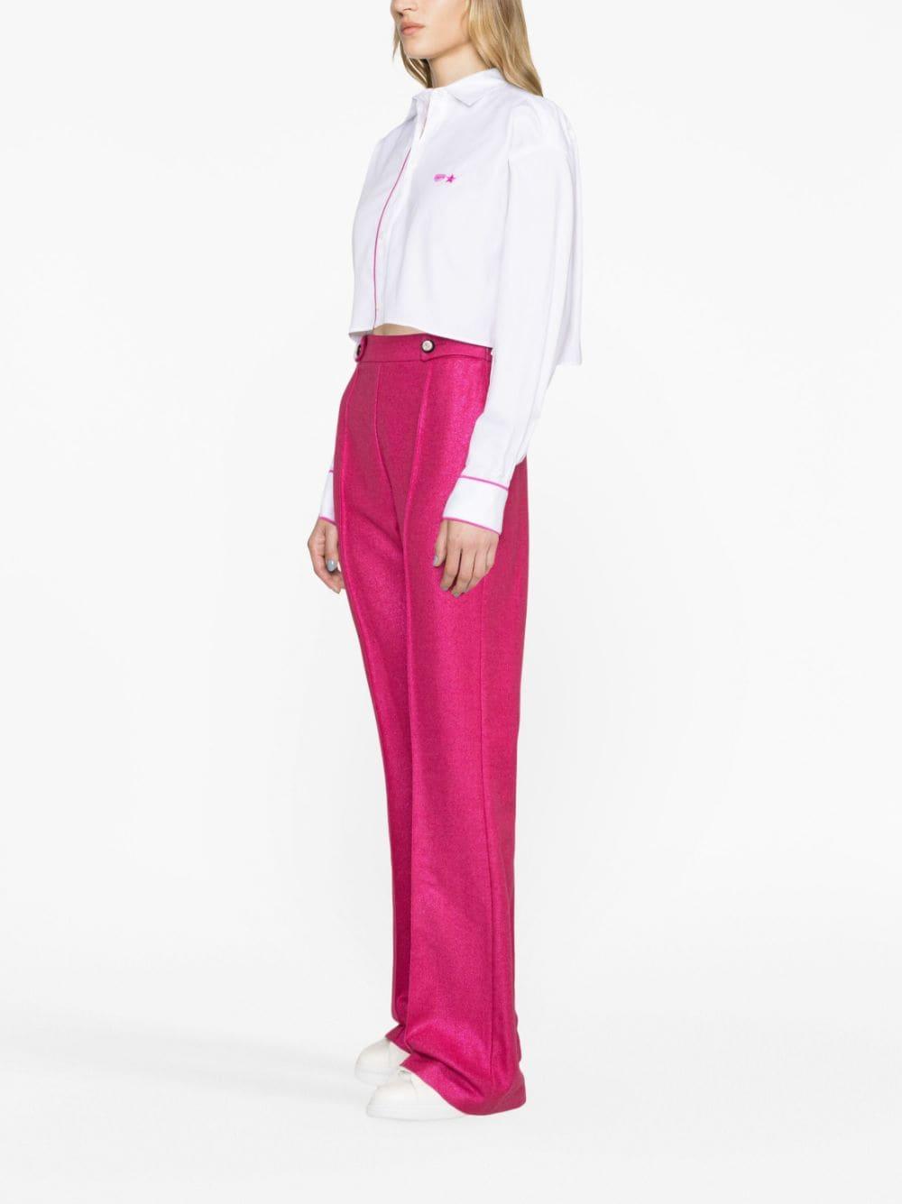 metallic-threading flared trousers