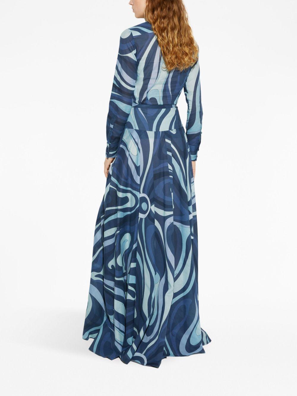 Marmo-print cotton maxi skirt