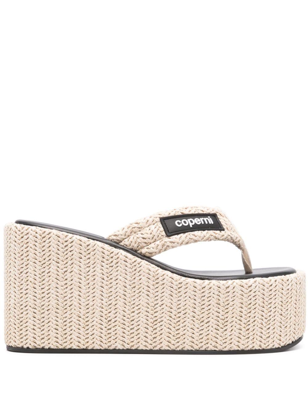 95mm raffia wedge sandals