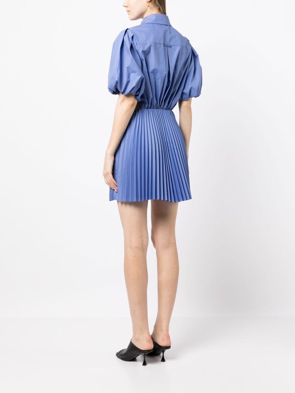 puff-sleeve cut-out shirt dress