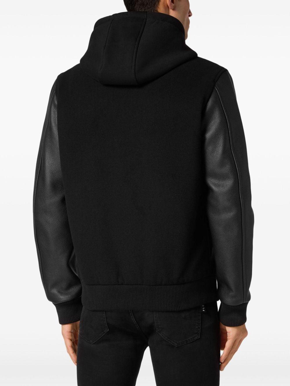 logo-appliqué panelled hooded jacket