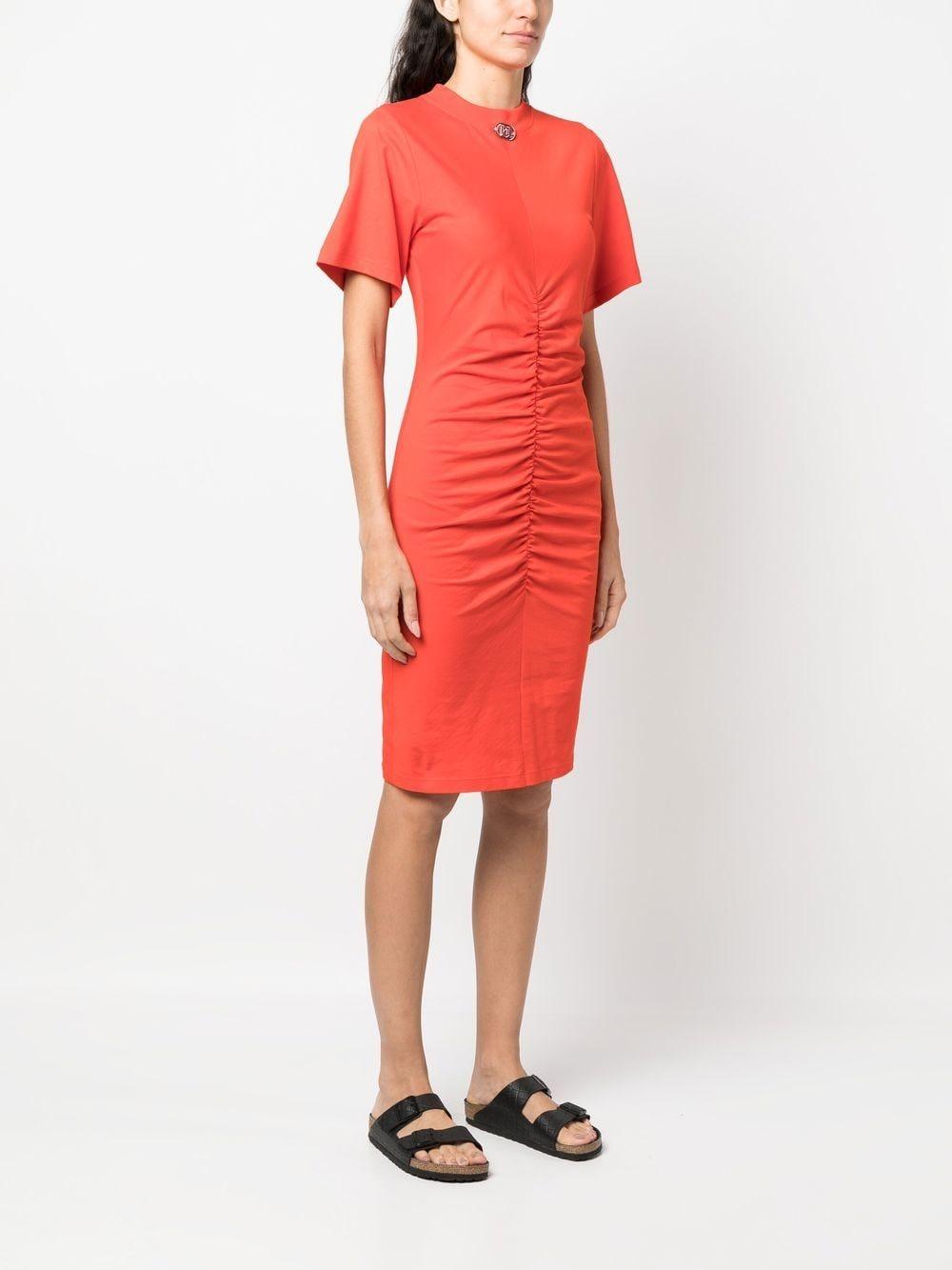 ruched midi T-shirt dress