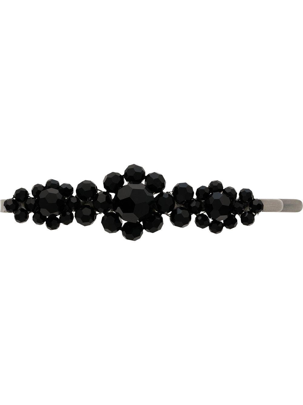 black large floral bead embellished hair clip