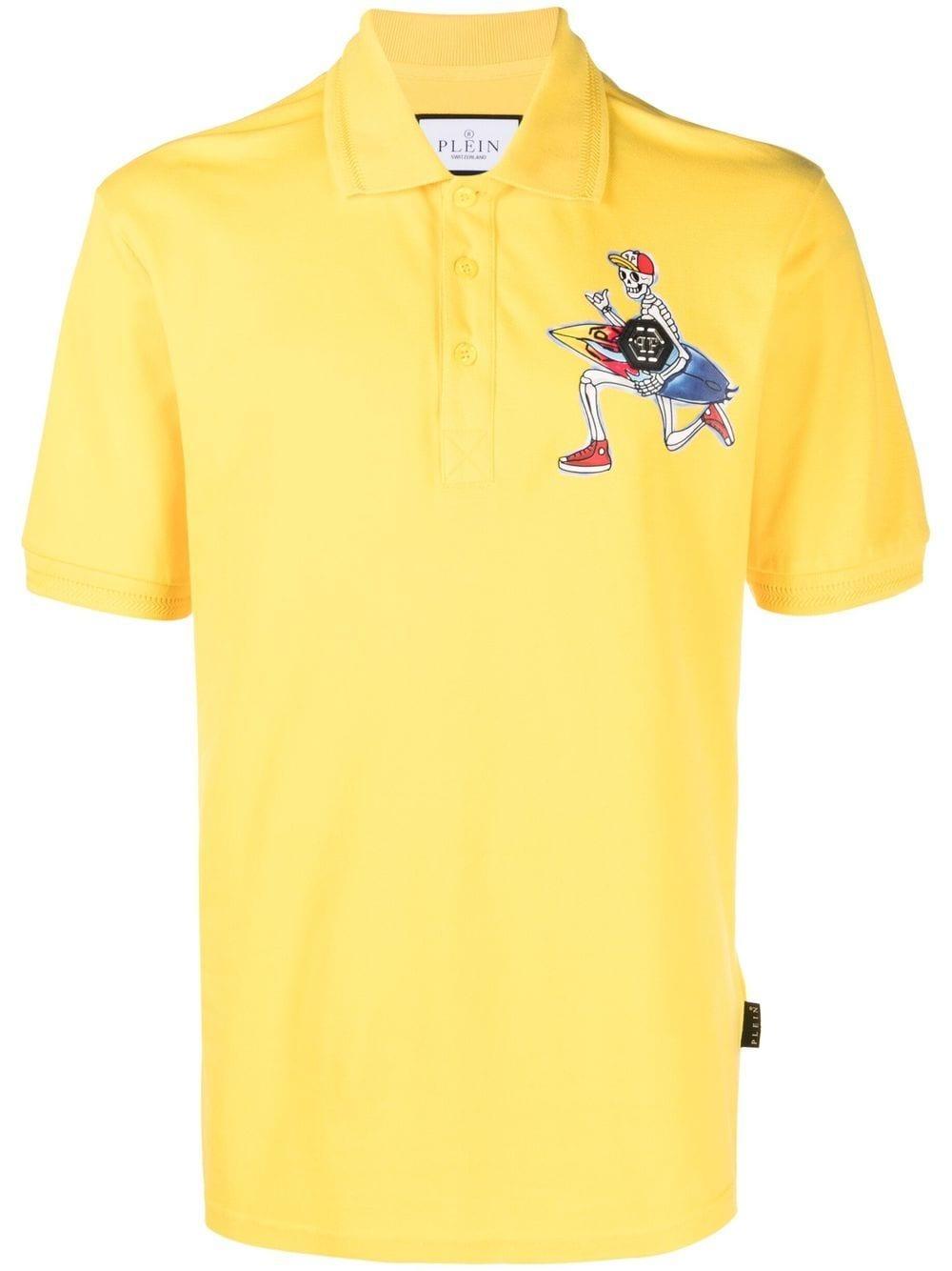 graphic-print polo shirt