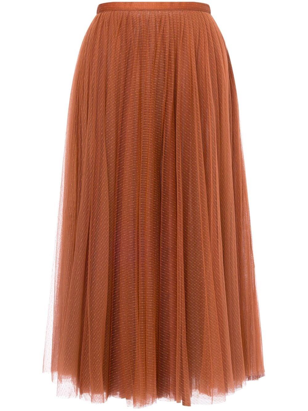 tulle-overlay midi skirt