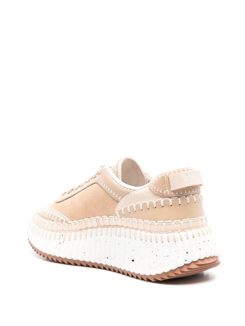 Nama Runner contrast hand-stich leather low-top trainers