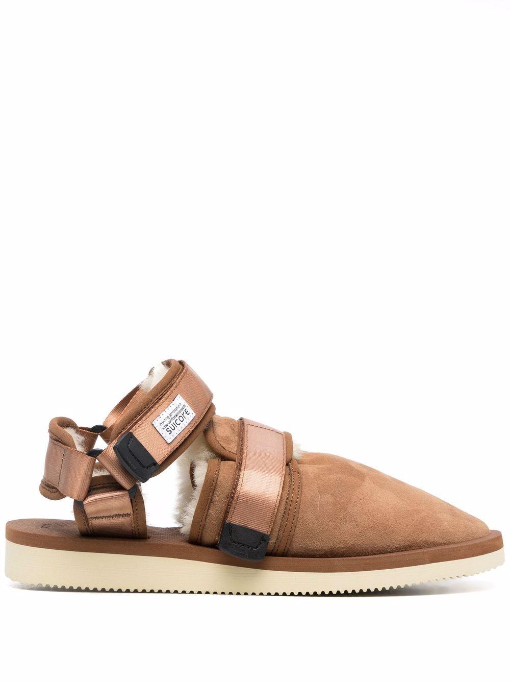 shearling-lined closed toe sandals