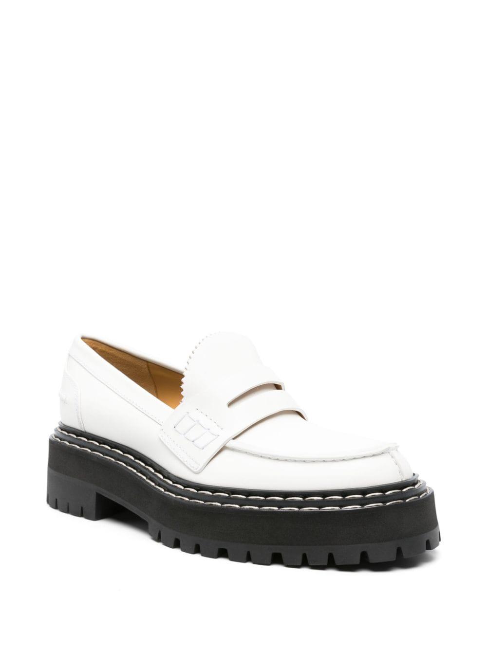 contrast-stitch penny-slot leather loafers