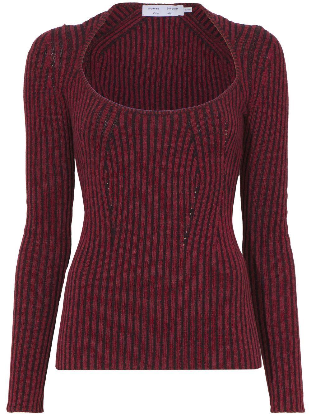 plaited rib scoop neck jumper