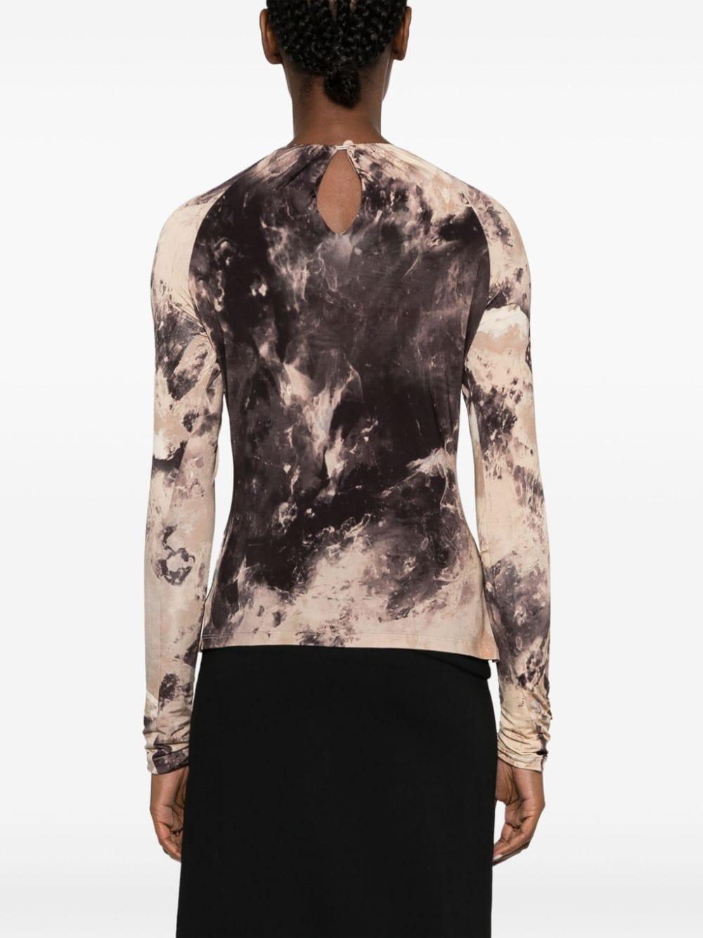 cut-out abstract-print T-shirt