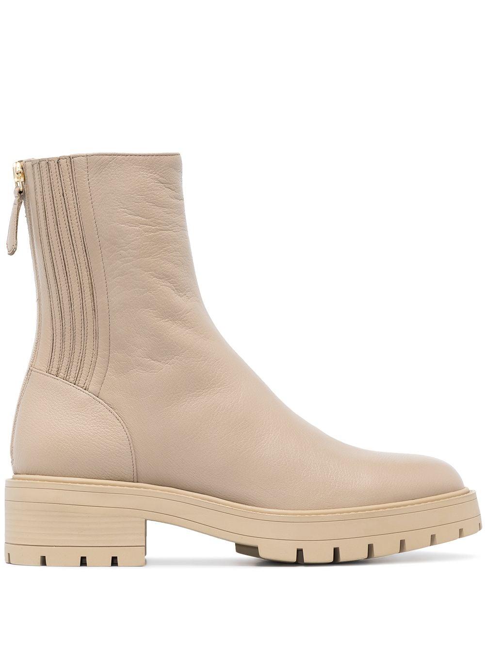 Neutral Saint Honore Leather Ankle Boots